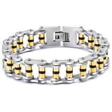 Granny Chic Mens Chain Gold-Color Stainless Steel Bracelet motorcycle Biker Bracelet Fashion Jewelry 16mm 22cm 2024 - buy cheap
