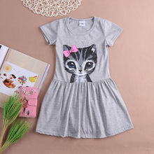 Детское летнее платье-пачка с милым рисунком кота 2024 - купить недорого