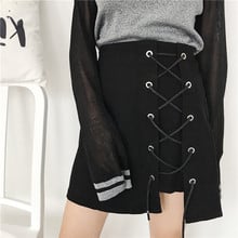 Falda estilo Harajuku asimétrica para mujer, minifalda ajustada con cordones, falda hasta la rodilla, estilo pijo, Kawaii 2024 - compra barato