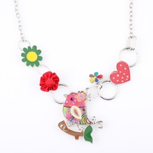 Bonsny Statement Necklace Window Enamel Flower Alloy Long Chain Pendants 2016 New Jewelry For Women Charm Collares Accessories 2024 - buy cheap