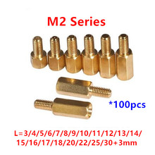 100pcs 2mm Thread M2 Hex Brass Standoff Spacer Male to Female Brass spacing screws pillar M2*4/5/6/8/10/12/15/16/18/20/25/30+3mm 2024 - buy cheap