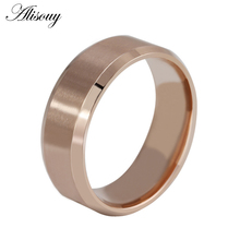 Alisouy 8MM Titanium Band Brushed Wedding Stainless Steel Solid Ring Men Women Fine jewelry Men's ring 2024 - buy cheap