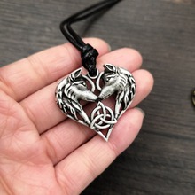 SanLan celtics wolf necklace viking norse couple heart jewelry 2024 - buy cheap