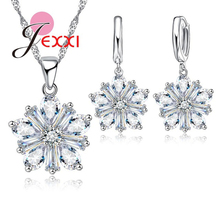 Hot Sale Fashion Sparkling Snowflake Design Cubic Zirconia 925 Sterling Silver Jewelry Sets For Girls Fancy Banquet Party 2024 - buy cheap