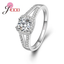 New Fashion Setting Round Sparking Round CZ Stone Simple Vintage 925 Sterling Silver Ring Woman Girls Valentines Day Gift 2024 - buy cheap