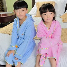 Kids Bath robes 100% Cotton Baby Girl Hooded Children's Towel Fleece Cartoon Bathrobes Beach Swimwear Pajamas Spring Summer 2024 - buy cheap