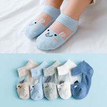 5 Pairs/Lot  new summer ice silk cartoon baby socks mesh thin section cotton short tube baby cartoon children boat socks 2024 - buy cheap