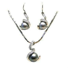 Conjunto de pendientes de collar con colgante de perla negra de 12 MM a la moda 2024 - compra barato