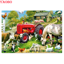 Pintura de pedras para decoração de casa, pintura de animais de fazenda, vaca, 5d, ponto cruz com pedras, mosaico 2024 - compre barato