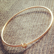 Women Gold-toned Slim Bracelet Love Heart Charm Bangle Fashion Jewelry Gift  ATA9 2024 - buy cheap