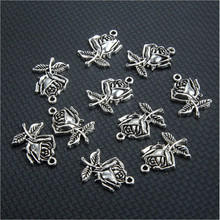 10pcs/lot rose flower charms pendant connector for diy bracelet necklace antique silver beads craft material jewelry accessories 2024 - buy cheap