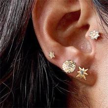 4 Pcs/Set Classic Five Pointed Star Snowflake Anise Star Flower Crystal Gold Earrings Wedding Party Jewelry Women Earring Set 2024 - buy cheap