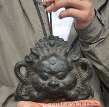 christmas Old Tibetan Buddhism bronze Redpoll Winged Garuda Bird Eagle Buddha mask Statue halloween 2024 - buy cheap