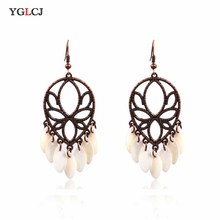 Women's Bohemian Cowary Shell Large Pendant Ladies Earrings High Quality Artificial Shell Pendant Earrings 2024 - buy cheap