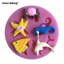 Sea Animal Series Silicone 3D Mold Cookware Dining Bar Non-Stick Cake Decorating Fondant Soap Mold 2024 - buy cheap