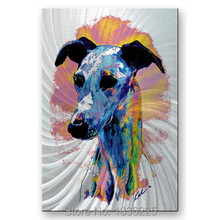 Free shipping handmade dogs oil paintings on canvas modern100% Best Art colorful dog oil painting directly from artis 2024 - buy cheap