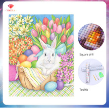 YIKELA DIY conejo de pascua artesanía taladro cuadrado completo 5D decorativo punto de cruz decoración de la pared regalos pintura de diamante bordado 2024 - compra barato