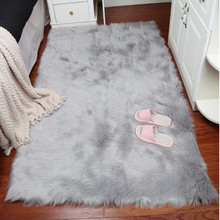 Alfombra de lana Artificial rectangular de imitación, alfombrilla para asiento de piel y pelo, alfombras esponjosas lisas, lavables, Alfombra de habitación infantil 2024 - compra barato