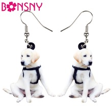 Bonsny Acrylic Sitting Collar Labrador Retriever Dog Earrings Dangle Drop Big Cute Animal Jewelry For Women Girls Teens Charms 2024 - buy cheap