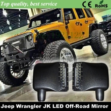 Espejo LED todoterreno para Jeep Wrangler JK, luces de espejo lateral de 27w, par de luces LED para Jeep Wrangle 07-2015, envío gratuito con DHL 2024 - compra barato