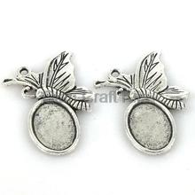 100pcs butterfly cameo base setting tray 35mm antique bronze or silver zinc alloy jewelry accessories handicraft charm pendants 2024 - buy cheap