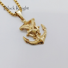 Black Knight Ealge Anchor pendant necklace Plated 316 Stainless steel Navy Anchor necklace mens hip hop rapper necklace BLKN0607 2024 - buy cheap