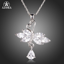 Азора два Лебеди в любви от Clear Cubic Zirconia кулон Цепочки и ожерелья TN0127 2024 - купить недорого