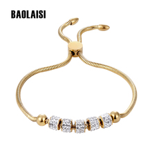 Pulseira com pingente ajustável e dourado baolaisi, bracelete com cinco olheiras, totalmente em cristal, joia feminina 2024 - compre barato