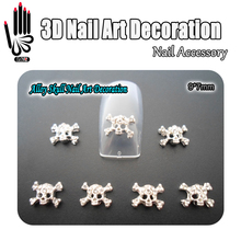 Nail Art 10pcs/Lot 9*7mm 3D Alloy Skull Nail Art Glitter Crystal Nails Art Decoration Cellphone Rhinestone Sticker Free Shipping 2024 - buy cheap