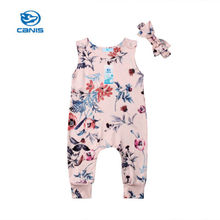 AU Summer Infant Baby Girl Floral Romper Sleeveless Bodysuit Jumpsuit Outfits Clothes Headband Set 2024 - buy cheap