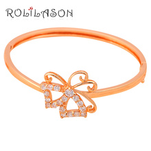 ROLILASON romantic Butterfly bowknot shaped Crystal white Zircon fashion  jewelry Rose Gold Tone Bangles TB201 2024 - buy cheap