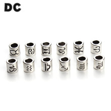 DC 60pcs/lot Antique Silver Color 12 Constellation Zodiac Metal Spacer Beads Charms with 4mm Big Hole Beads for Jewelry Making 2024 - buy cheap