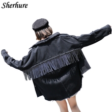 2020 Women Denim Jacket Coat Tassels Women Black Jackets Abrigo Mujer Tops For Women Chaquetas Mujer Women Denim Coat Streetwear 2024 - buy cheap