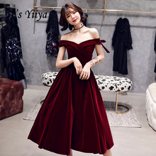 It's YiiYa Cocktail Dresses Elegant Boat Neck Bow Strapless Party Formal Dress Wine Red Lace up A-line Fashion Prom Gowns E363 2024 - buy cheap