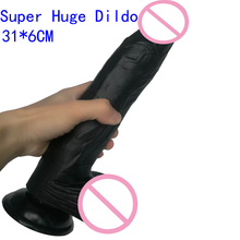 31*6cm Super enorme consolador realista suave consoladores grandes gran pene con copa de succión Flexible pene Artificial juguetes sexuales para mujer 2024 - compra barato