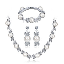 Conjunto de collar de perlas de lujo, conjunto de collar, pendientes, pulsera, Dubái, juegos de joyas para mujer 2024 - compra barato