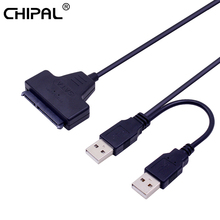 CHIPAL USB 2.0 to 7+15 22Pin SATA 3.0 Cable Adapter Converter for 2.5 Inch Hard Disk Drive HDD SSD with USB2.0 Power Cable 2024 - buy cheap