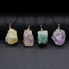 Reiki Healing Natural Quartz Stone Pendant Necklaces Retro Raw Nuggets Amethysts Fluorite Rose Red Agates Quartz Necklaces Women 2024 - buy cheap