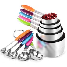 LMETJMA 10 Piece Measuring Cups and Spoons Set Stainless Steel Measuring Cup Kitchen Measuring Spoon Scoop For Baking KC0259 2024 - buy cheap