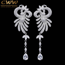 CWWZircons 2019 European Style Cubic Zirconia Stone Setting Long Dropping Vintage Wedding Earrings Bridal Party Jewelry CZ285 2024 - buy cheap
