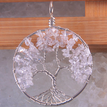 Бесплатная доставка модное Дерево жизни-натуральный камень Бусины прозрачный кристалл проволока обернуть круглый кулон K1854 2024 - купить недорого