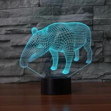 Wild Boar 3D Night Light Remote Switch USB Try Battery 7 Colors Table Lamp Children Bedroom Night Lamp As Birthday  Holiday gift 2024 - buy cheap