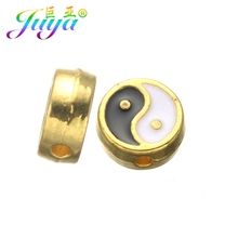 Juya Beadwork Jewelry Beads Supplies Gold Color Yin and Yang Tai Chi Charm Beads For Natural Stone Jewelry Making 2024 - buy cheap