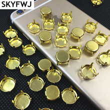 Sew on 4 Holes Brass Round Metal Cup Claw Setting for fitting Rivoli Glass Rhinestone Size 8mm 10mm 12mm 14mm 16mm 18mm 2024 - buy cheap