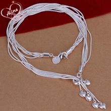Necklace Silver Plated necklace Silver  fashion jewelry heart necklace for women Snake Chain Necklace free shipping LSN092 2024 - buy cheap