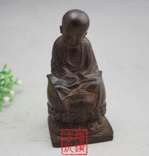 China collection old wood carving The Lotus Buddha boy statue 2024 - buy cheap