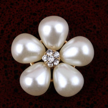 30pcs/Lot 20MM Vintage Plum Blossom  Flower Rhinestone ABS Pearl Buttons Alloy Flatback for Hair Bow Embellishment 2024 - buy cheap