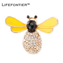 Lifefontier Yellow Bee Brooch Rhinestone Brooches for Women Enamel Cute Insect Brooch Pin Jewelry Girls Scarf Dress Accessories 2024 - buy cheap
