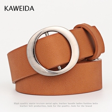 KAWEIDA Designer Belts High Quality Women Fashion 2018 New Ladies Silvery Circle NO Buckle PU Leather Waist Belt for Jeans Riem 2024 - buy cheap