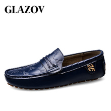 GLAZOV Big Size 37~49 High Quality Genuine Leather Men Shoes Soft Moccasins Loafers Fashion Brand Men Flats Comfy Driving Shoes 2024 - buy cheap